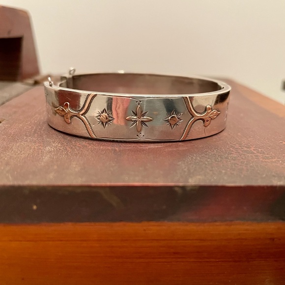Antique French Silver & Rose Gold Bracelet. Pristine. - Picture 2 of 10